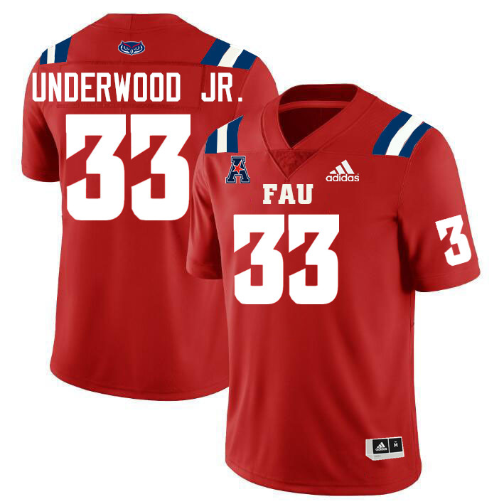 Florida Atlantic Owls #33 Tremonte Underwood Jr. College Football Jerseys Stitched-Red